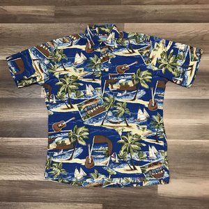 VTG Reyn Spooner Joe Kealoha Palm Tree Hawaiian Print Button Down Shirt Size M